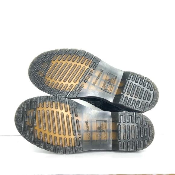 Dr Martens Patent Croc Emboss Black Leather Ankle Lace Up Boots Women’s 7 Shoes - Picture 11 of 12